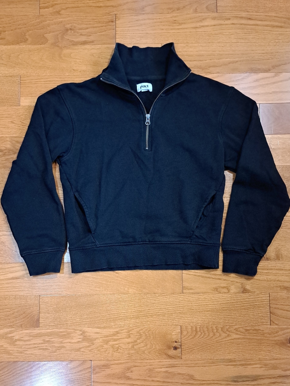 Pact Women's Black Half-Zip Pullover Sweatshirt